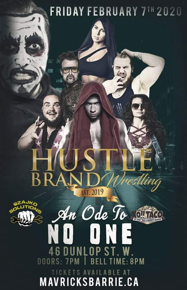 HustleBrandWre1's tweet photo. This Friday, Feb 7
@MavricksMusic
A late addition, but a thankful one. @blkwd666 will be at Hustle Brand Wrestling in @DowntownBarrie !
Tix at #YoTaco #Barrie or https://t.co/L9whe3nNTl
#AnOdeToNoOne
#HustleBrand #Hustle #NineteenPlus #Beer #Taco
#RAW https://t.co/vgJ8f1gccs