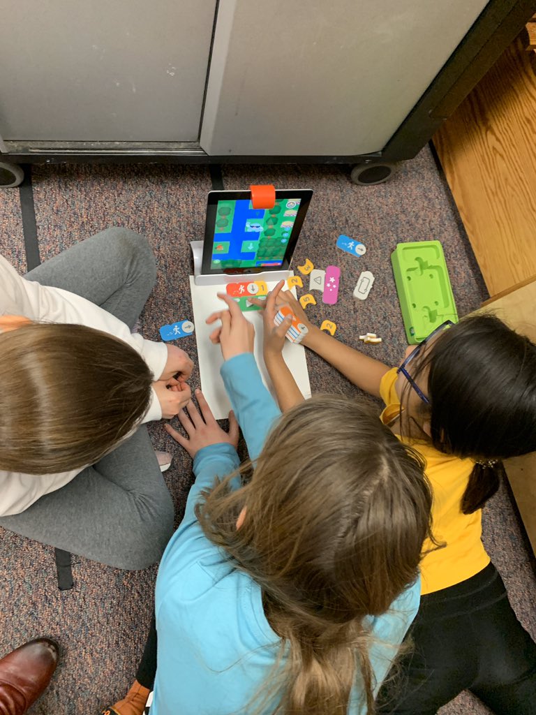 prairiedale's tweet image. Started block coding today with grade 6- used the physical blocks of @PlayOsmo and they had so much fun! #coding #makerspace #codingwithawbie