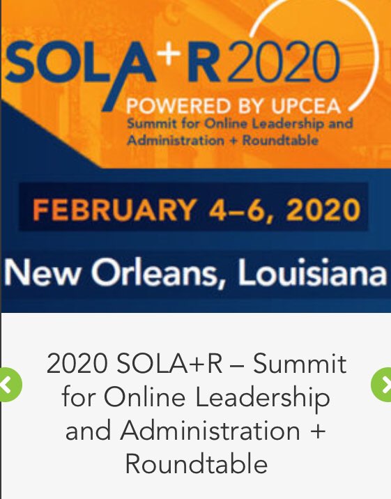 Jazzed about presenting this week at my first #UPCEASOLAR conference.  See all my online leadership peeps soon in New Orleans.