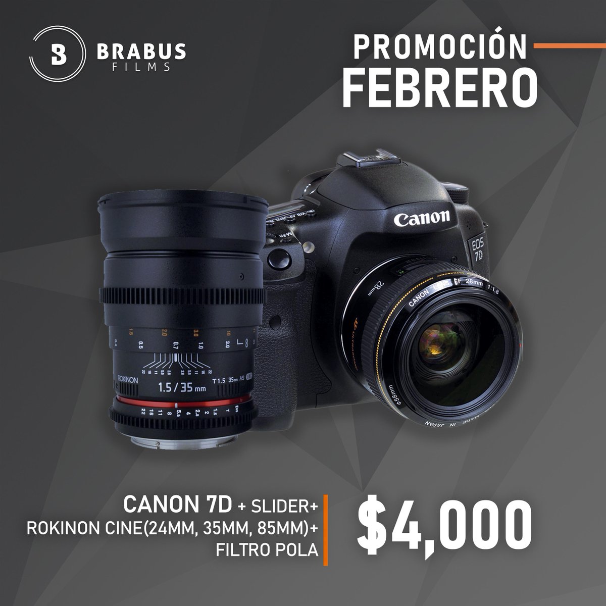 BrabusFilms's tweet photo. Tenemos lo necesario para que inicies tu proyecto. ¡Comunícate con nosotros y aprovecha nuestra promoción de febrero!

#RentaDeEquipo #Promoción #ProducciónAudiovisual https://t.co/rt8AqYqtDa