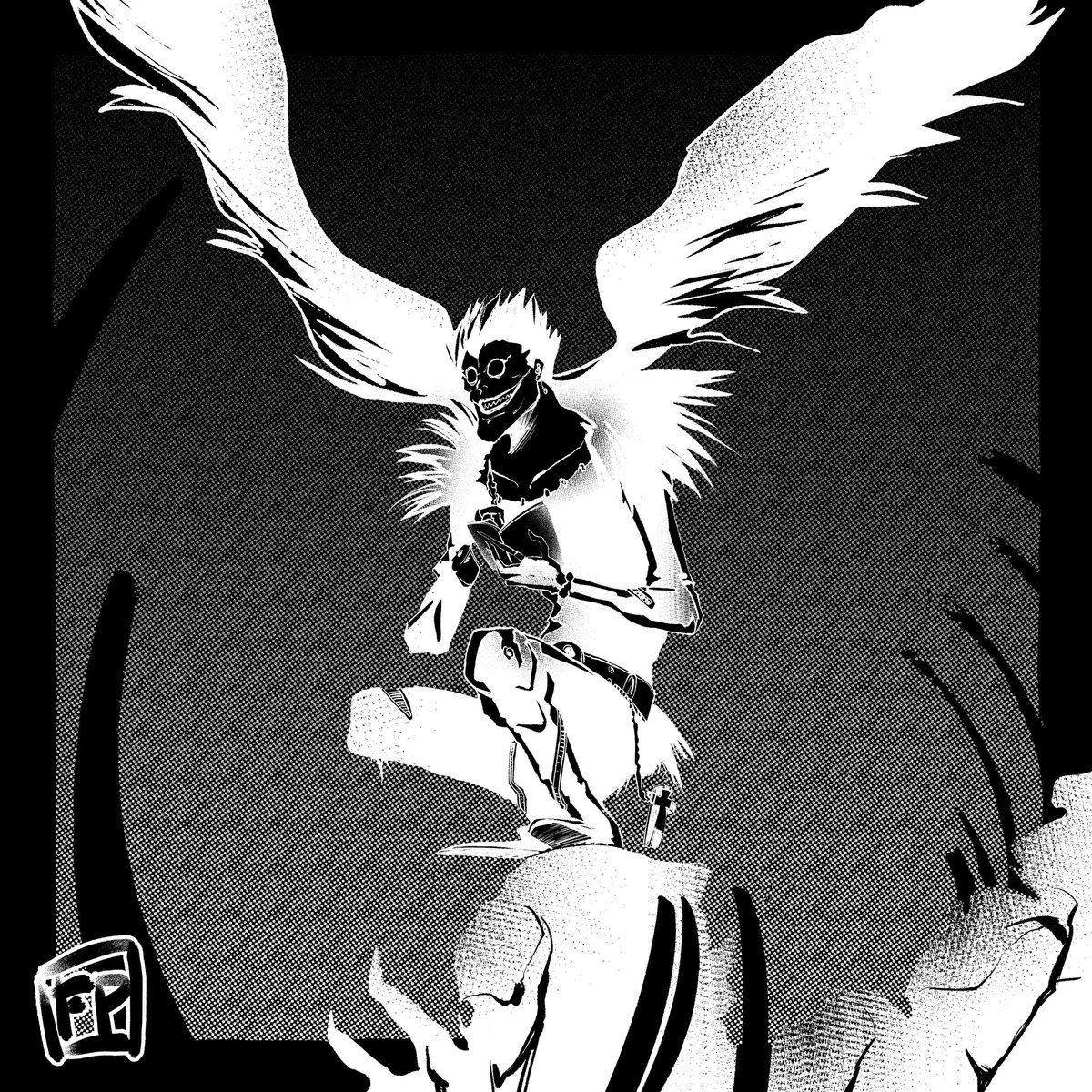 Fp Manga He S Back Deathnote Death Note Shinigami Ryuk Deathnoteoneshot Ink Bw Screen デスノート リューク 死神 Fp