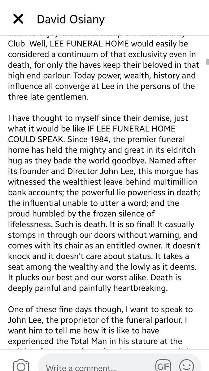 DavidOsiany's tweet photo. Two years ago, I wrote about Lee Funeral Home. Today, the reminder is cold. #RIPMoi. https://t.co/VCXLRHsOeS