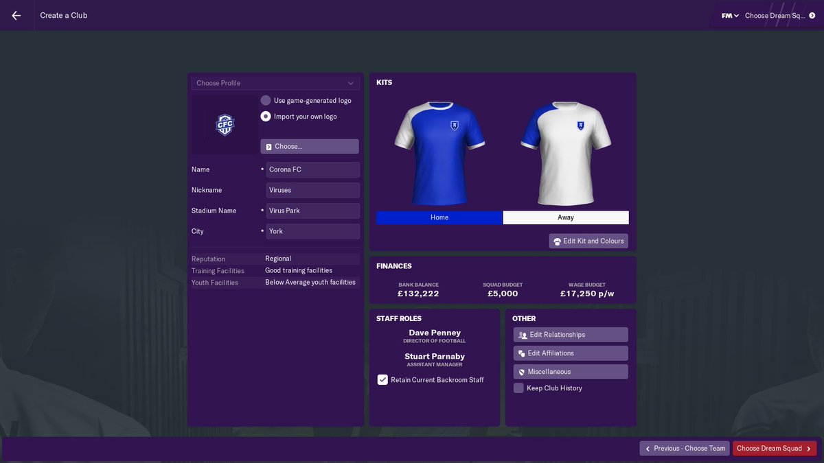 CoronaFM19's tweet photo. First look at the new team!#Corona #FM19 #Viruses #SpreadCorona https://t.co/SeyqG6lOlm