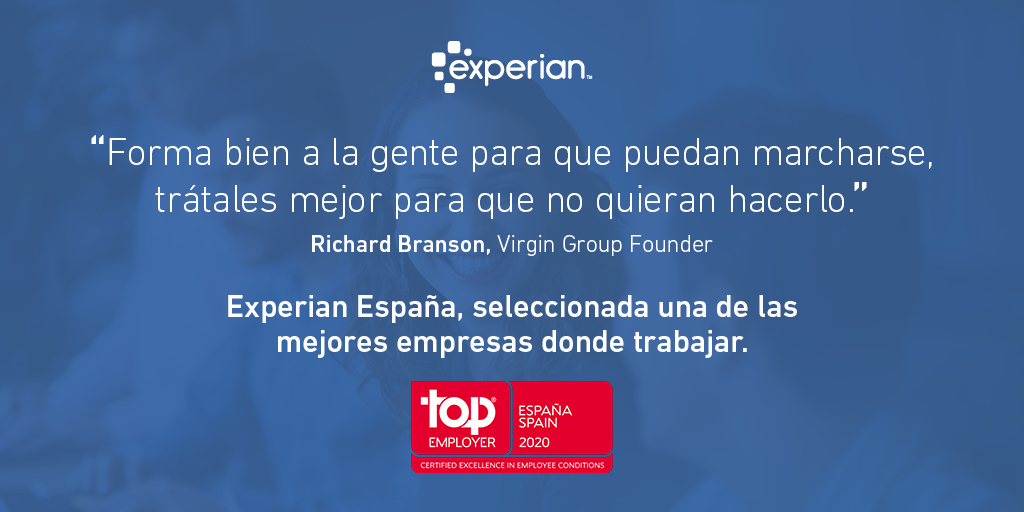 Experian_ES's tweet photo. Gracias al gran equipo humano e innovación con la que llevamos a cabo nuestro trabajo diario, por segundo año consecutivo @TopEmployers_Sp nos certifica como una de las mejores empresas para trabajar🥇🏆 #SomosTopEmployer #TopEmployer #RRHH #talento
https://t.co/ZH3PZoxh55 https://t.co/7bee0waSeP