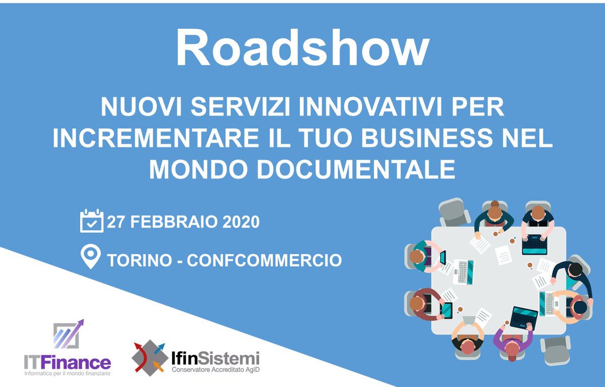 Torino 27/2/2020 𝗥𝗼𝗮𝗱𝘀𝗵𝗼𝘄 - 𝗡𝘂𝗼𝘃𝗶 𝘀𝗲𝗿𝘃𝗶𝘇𝗶 𝗶𝗻𝗻𝗼𝘃𝗮𝘁𝗶𝘃𝗶 𝗽𝗲𝗿 𝗶𝗻𝗰𝗿𝗲𝗺𝗲𝗻𝘁𝗮𝗿𝗲 𝗶𝗹 𝘁𝘂𝗼 𝗯𝘂𝘀𝗶𝗻𝗲𝘀𝘀 𝗻𝗲𝗹 𝗺𝗼𝗻𝗱𝗼 𝗱𝗼𝗰𝘂𝗺𝗲𝗻𝘁𝗮𝗹𝗲 <a href="/ITFinanceSrl/">ITFinance</a> #fatturaelettronica #eprocurement #creditriskmanagement 
ifin.it/news/torino-27…