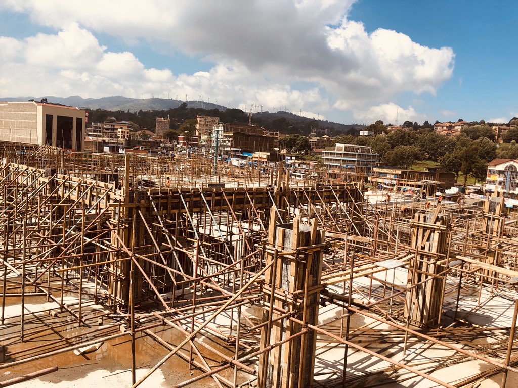 Kuf2023's tweet photo. Earlier today the Gov. Kajiado County @joelenku and the Dir. Metropolitan Development inspected the ongoing construction of the 2000 capacity Ngong market in Ngong town.  It is projected that the market will be completed in early March 2020 followed by resettlement of traders. https://t.co/uNCu4gQ81l