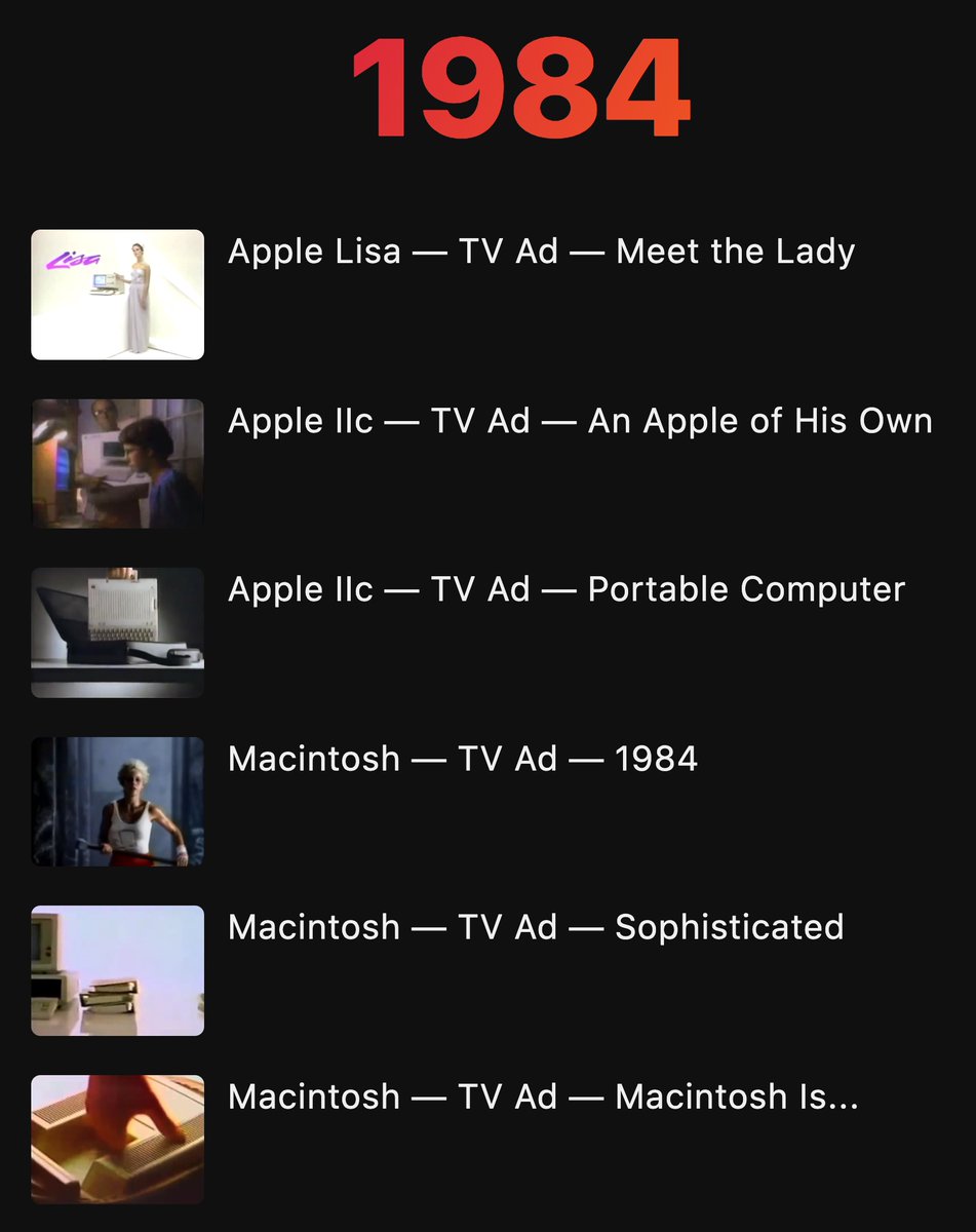 modaotool's tweet photo. The Apple Archive 这个网站收录了苹果公司自 1976 年成立以来所有的广告视频，并附有视频内容的文字版，它就像个历史博物馆一样，印证了苹果一步一步的发展轨迹。链接：https://t.co/Wpje4PSDXn https://t.co/Oh1GSlkTa9