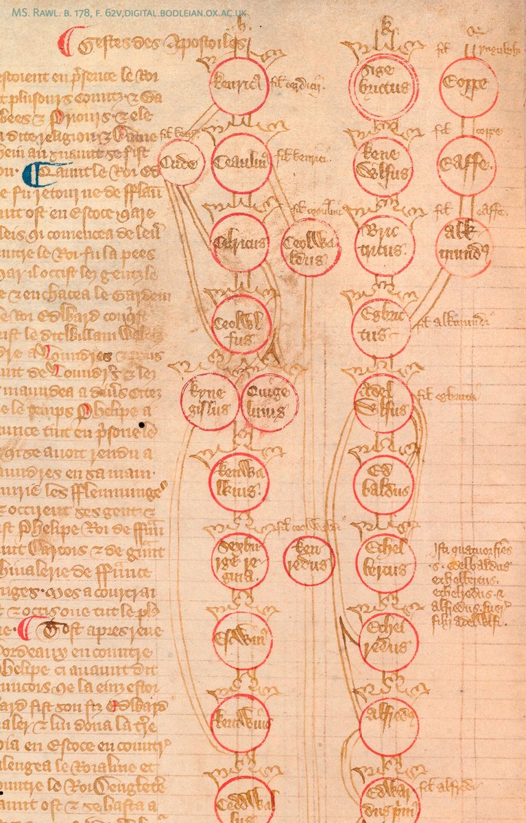 Detail from a medieval manuscript, showing a genealogical diagram.