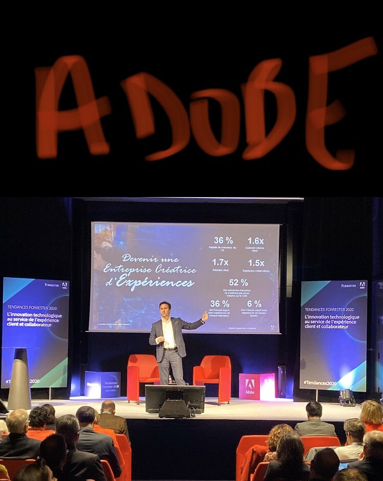 #tendances2020 <a href="/AdobeExpCloudFR/">Adobe Exp Cloud FR</a> = Créativité + Data + Intelligence <a href="/LucDammann/">Luc Dammann</a>