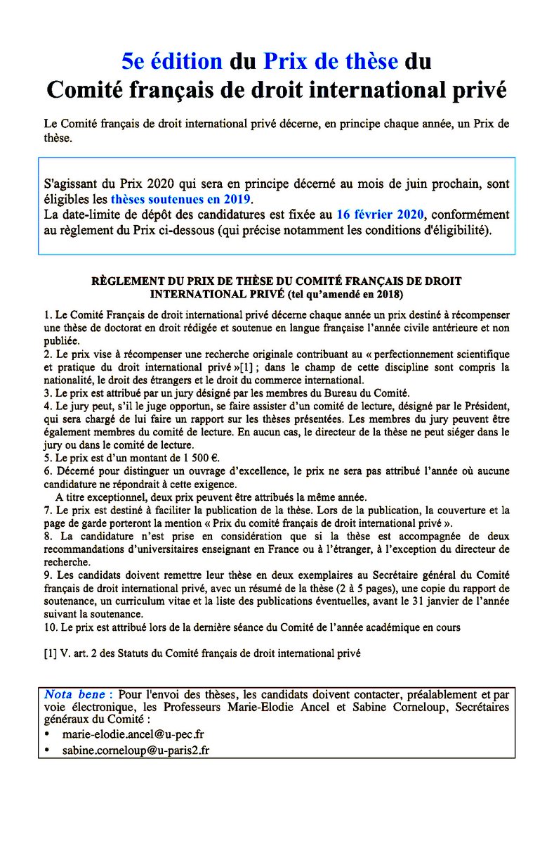 saintececile05's tweet photo. Prix de thèse du CFDIP -Thèses de DIP soutenues en 2019 #dip #these #CFDIP #droitinternationalprive https://t.co/IhCMljyHta