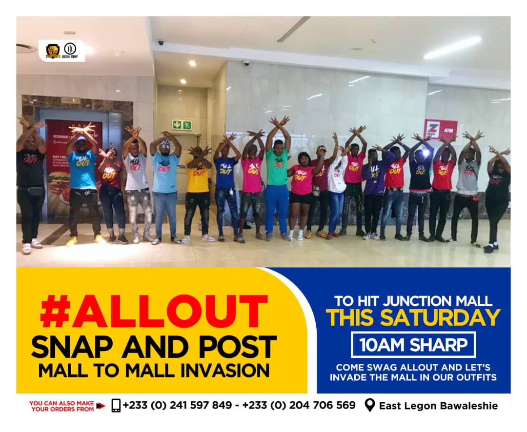 JayAmoah2's tweet photo. #AllOutInvasionThis Saturday, #JunctionMall (Nungua-Barrier) is the next Location. Let's all be there in our numbers to push the SM AllOut Campaign. Come in your AllOut Attires and let's Invade the Mall in Our Outfits. Come buy and let's invade the Mall for an #AllOutSnapAndPost https://t.co/BD6zKqOsXP