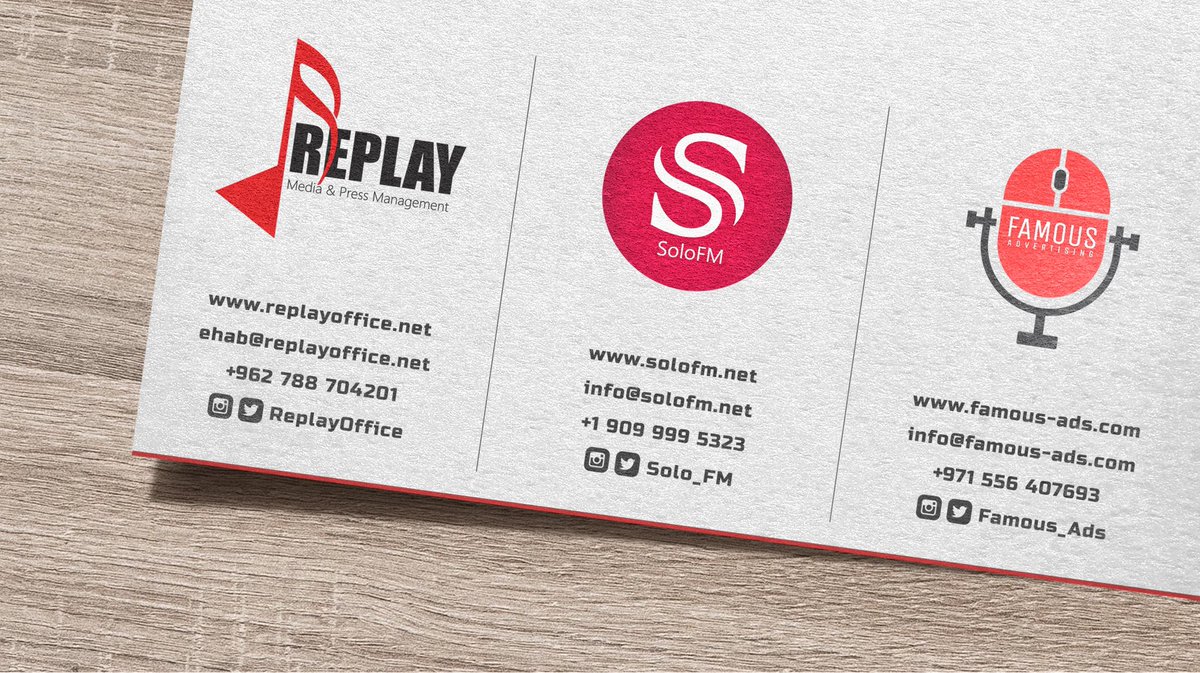 @ReplayOffice Media Management
<a href="/Solo__FM/">SoloFM</a> YouTube Channel
<a href="/Famous_Ads/">FAMOUS</a> Advertising Agency
CEO : <a href="/EhabGhaith/">Ehab Ghaith</a>