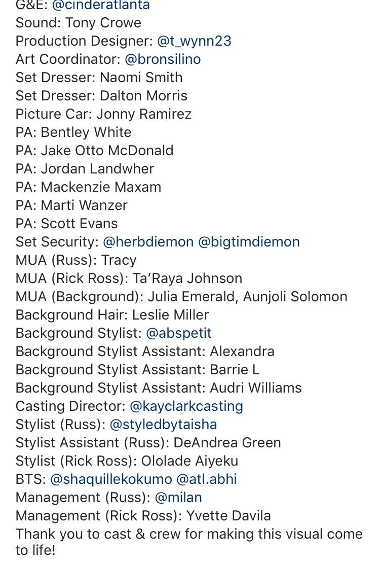 VibeWithDJH2's tweet photo. This is the production credit for Russ new video featuring Rick Ross... This is why I can’t shoot your $200 music video, bringing a vision to life takes a team #H2CCFilms https://t.co/I0o2UcSYGh