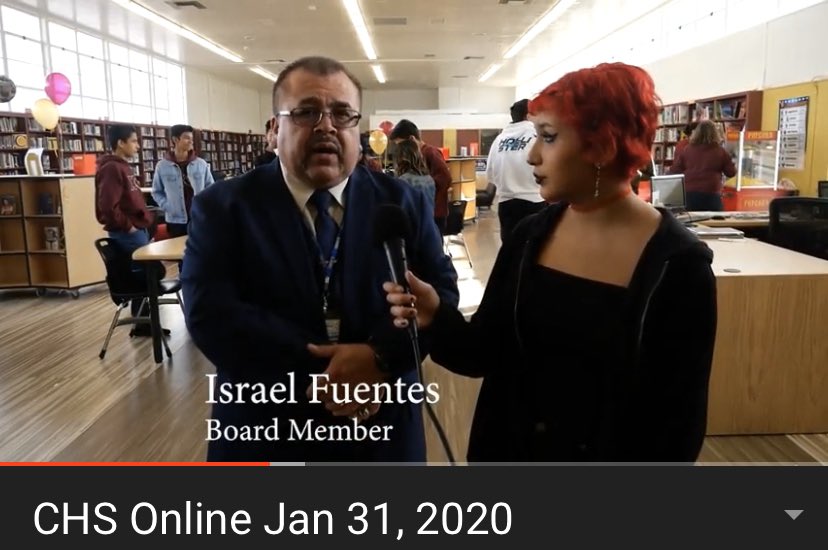 Did you see the CHS Online Video announcements last week? One of our <a href="/ColtonJUSD/">Colton Joint Unified</a> Board Members, Israel Fuentes <a href="/7Izzy5/">Israel FUENTES</a> took some time for an interview with us during the <a href="/ColtonHSLibrary/">Colton High Library</a> grand opening! Check out the full video: youtu.be/OunGUUMU7ck