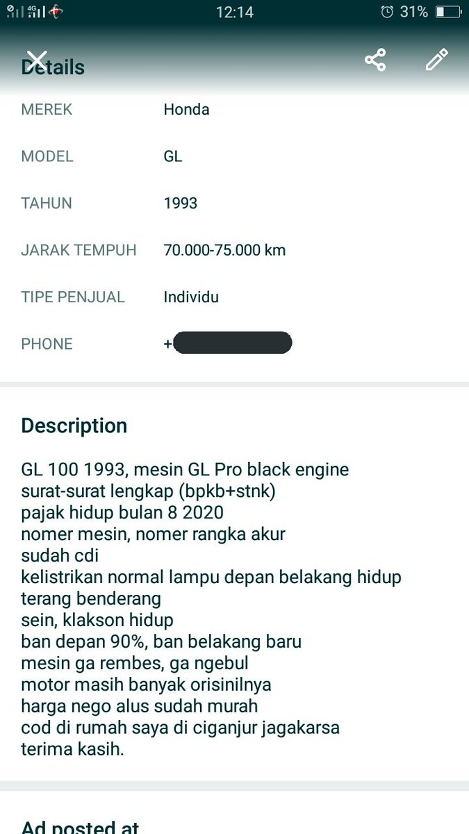 agus_trimaulana's tweet image. ndan @OrenBarat tolong bantu up yg doyan motor tua.
numpang lapak dijual dengan harga 7.750.000 nego alus.
deskripsi ada di foto.
hubungi via wa ke 0857 7044 7066
terima kasih ndan☺