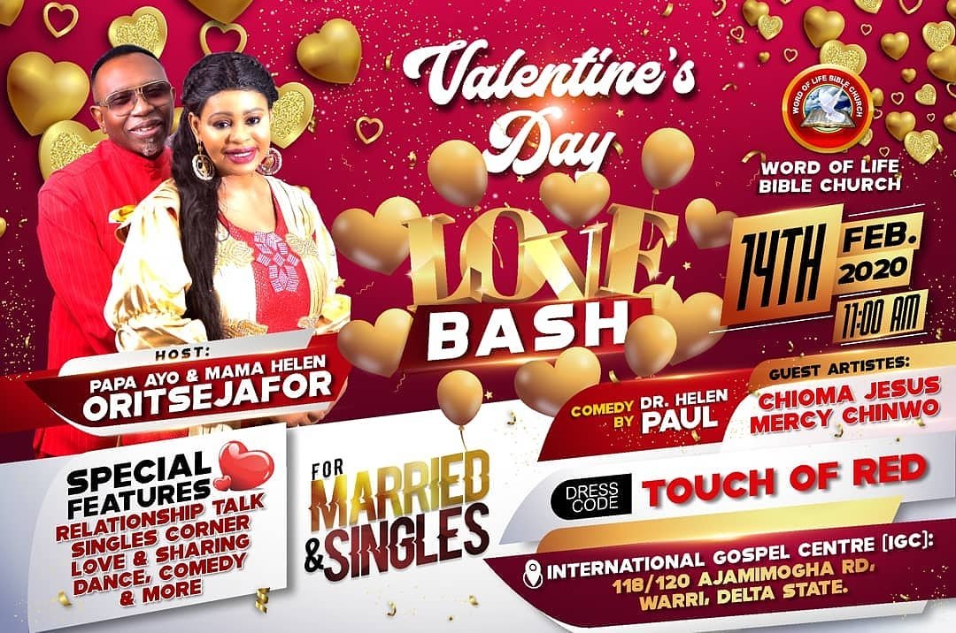 HOritsejafor's tweet photo. It's a season of Love ❤️
VALENTINE'S DAY is around the corner.
Join us as we celebrate love in a dynamic way on the 14th of February, 2020 at the International Gospel Centre Ajamimogha by 11:00AM.
#ValentinesDay #LoveBash https://t.co/IsnXD1cJZS