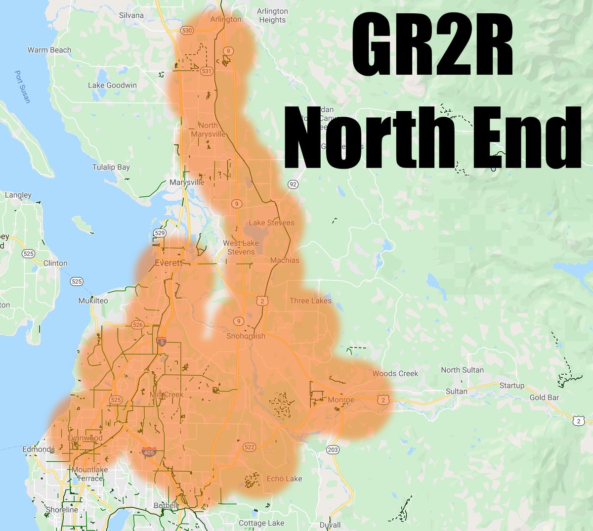 Map of route coverage for Getting Ready 2 Ride - North End series rides