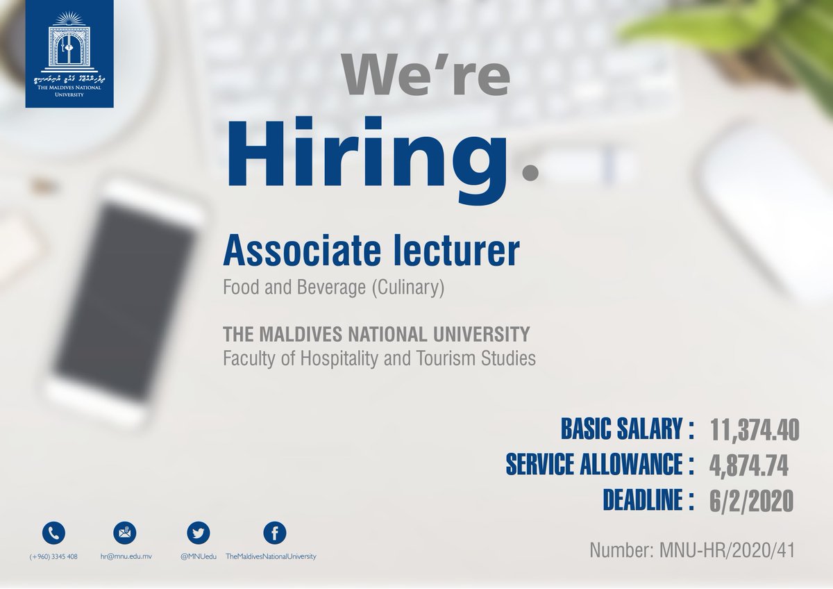 MNUedu's tweet photo. MNU Job Announcement for a lecturer/associate lecturer to work in the faculty of hospitality and tourism. For more info please visit our website https://t.co/NWMWpO9gjF https://t.co/S4538N9hwO