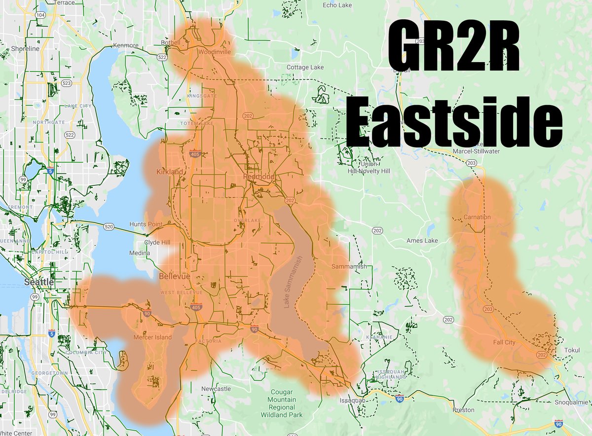 Map of route coverage for Getting Ready 2 Ride - Eastside series rides