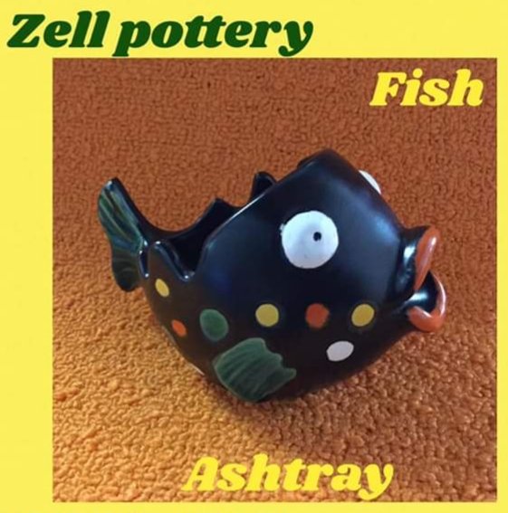 Zell pottery (West Germany) ashtray fish #orangedaze #orange_daze #retro #vintage #kitsch #collectibles #collectables #zellpottery #fish #ashtray #tobacciana #westgermanpottery #midcentury #50s #forsale