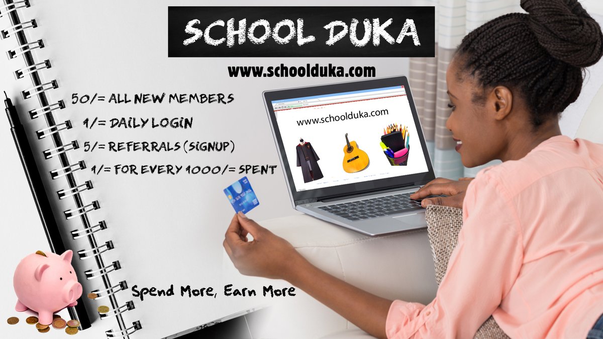 SchoolDuka's tweet photo. $$$SPEND MORE AND EARN MORE!!!$$$

Fill up your wallet while shopping on 
https://t.co/GynKhZrIRA
- Sign up TODAY and get 50/=
- Log in Daily and get 1/=
- Referred us? We'll give you 5/=
- For Every 1000/= spent, we'll give you 1/=
Lets Grow Together!!!
#uniformsdelivered https://t.co/S8gN0QAQd5