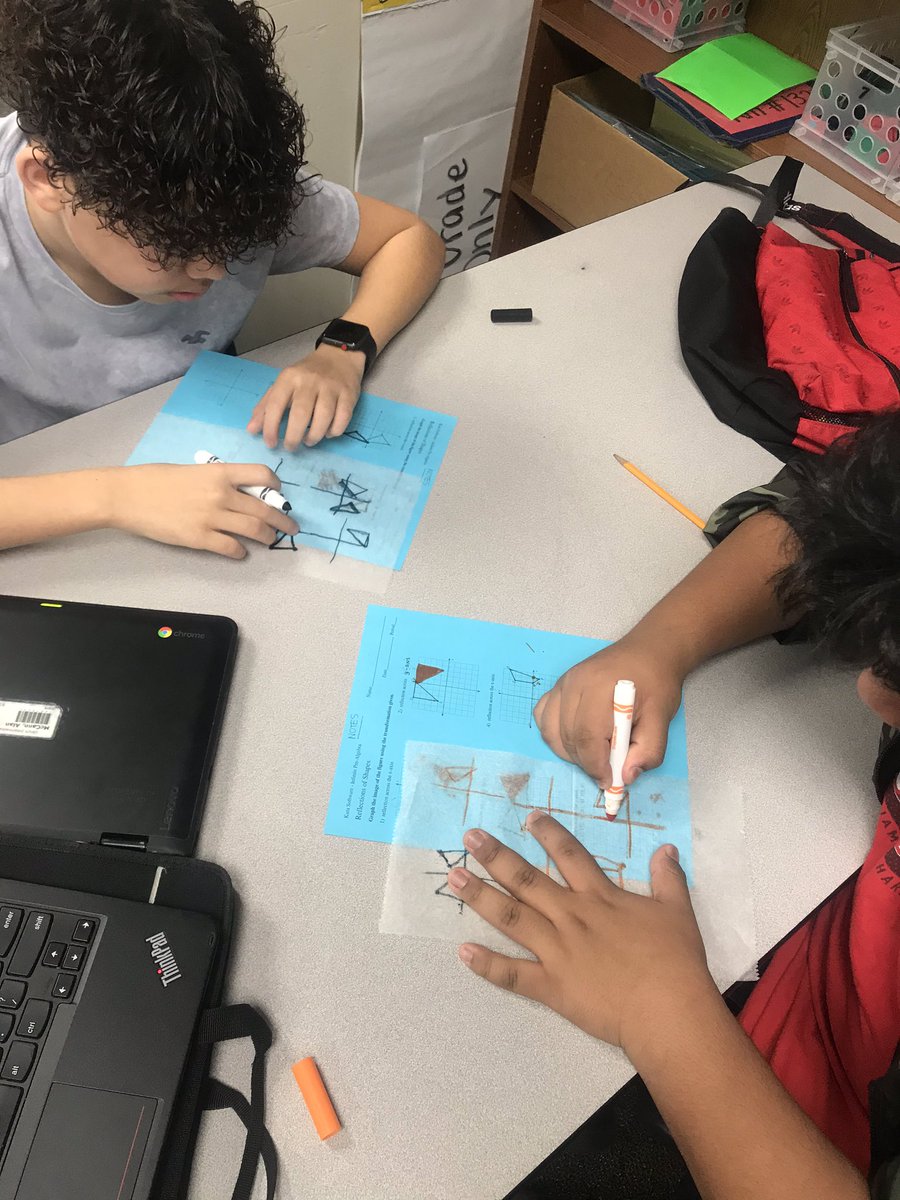 Hands-on with patty paper used to do reflections on a coordinate grid.  Teachers always learning and testing the activities before students do it.   <a href="/UlrichKISD/">Ulrich Intermediate</a> <a href="/KleinISDMath/">Klein ISD Math</a>
