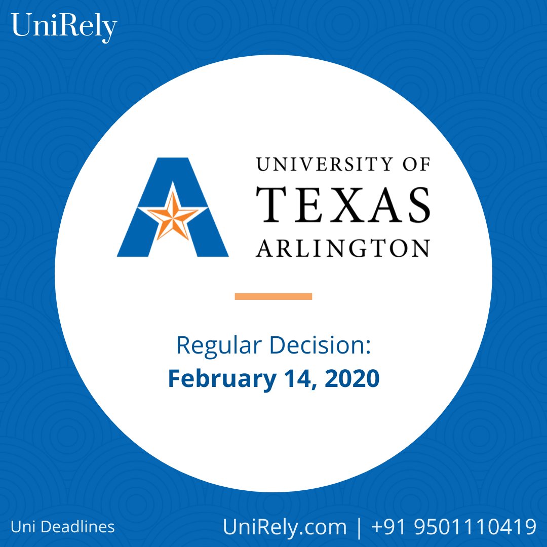 College Application Deadline for University of Texas at Arlington, USA.📅

#unirely #collegecounseling #universityoftexas #universityoftexasatarlington #utarlington #arlington #collegeapplications #undergrads #freshmen #collegecounselorsinindia #studyinusa #collegedates