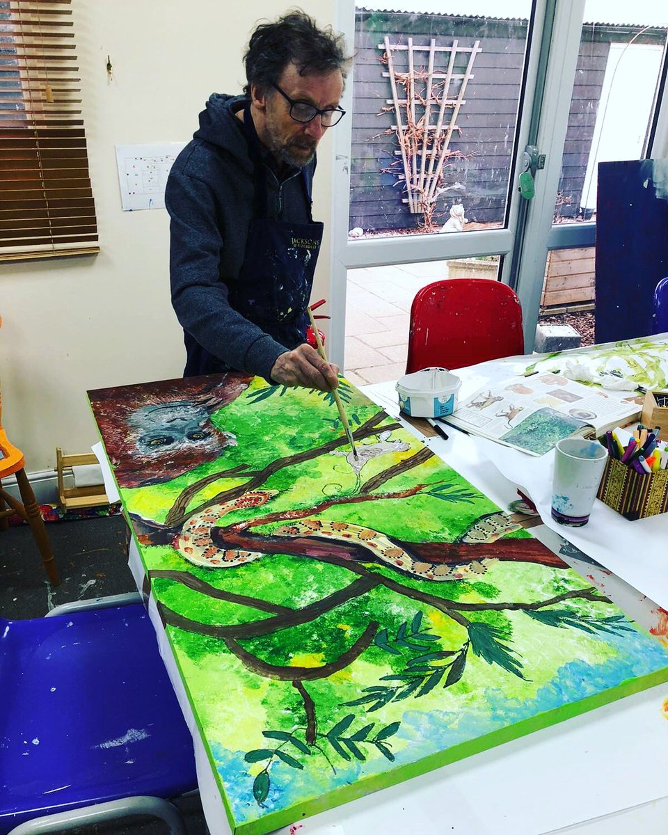AcornVillages's tweet photo. We canβt wait to see this incredible artwork complete, itβs currently being created in the Creative Craft Centre as part of their #jungle project. #charitytuesday
#lifeisforliving #lifeisforpainting #acornvillage #art #acornartists #charity #learningdisabilityart https://t.co/zZ7gthq5O5