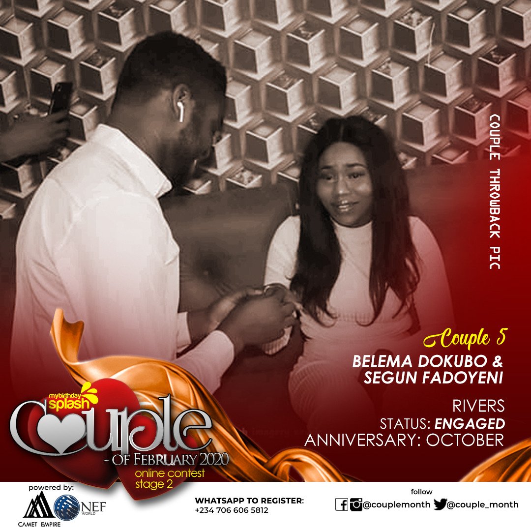 couple_month's tweet photo. COUPLE OF FEB
STAGE 2
Vote by Retweeting the picture
To register for Face oF FEB:
Kindly pay the registration fee of 1k to
NEO ENTERTAINMENT,0090705125 
Access Bank (Diamond)
  https://t.co/sOhbgy14g6 https://t.co/dzoDZeeN0J
