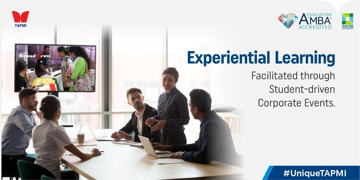 MyTAPMI's tweet photo. TAPMI’s flagship events like BrandScan, Finomenal, DISHA conclave and Atharva are completely organized and managed by students. This gives them an early exposure and opportunity to interact with the corporate. #UniqueTAPMI #ExperientialLearning #CorporateEvents https://t.co/bDr9P6IyPO