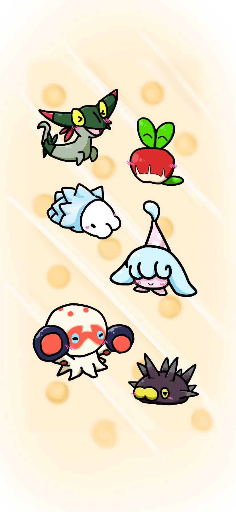 未唯 ミイ ポケモンイラスト ポケモン剣盾 ドラメシヤ カジッチュ ユキハミ ミブリム タタッコ バチンウニ 全員初めて描きました Kawaii T Co 2wt5eciutu Twitter