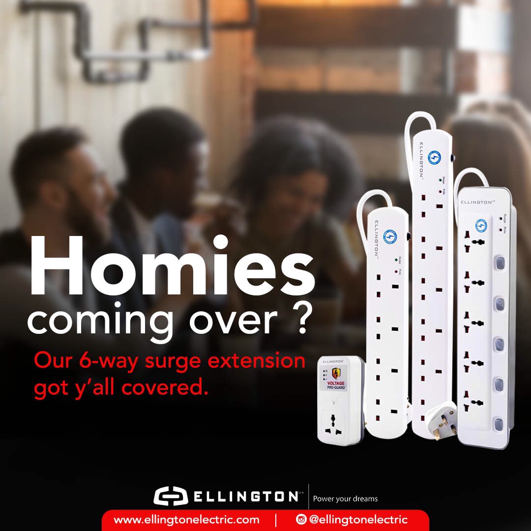 ellingtonelect's tweet image. Our 6 way extension gives you and your friends more space to plug in all your gadgets. ⁣
⁣
Shop for it right now at just N3,500 on ellingtonelectric.com ⁣

#EllingtonElectric #Electrical #ElectricalTools #ElectronicSolution #ElectronicInstruments #ElectronicalAppliance