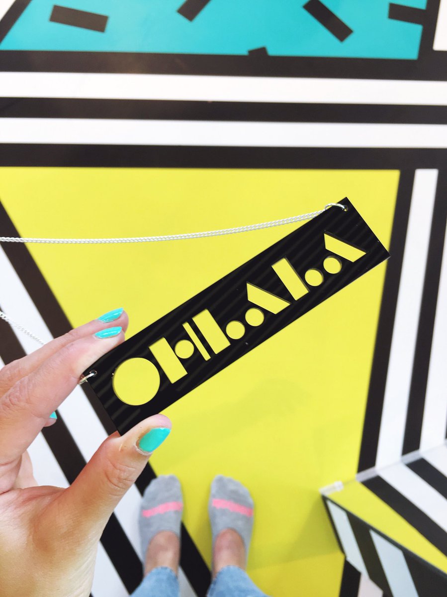 OHLALA what will today bring? I predict good things. And this necklace is in my 50% off sale, OH YEAH! 
#ohlala Photo taken at the wonderful  <a href="/camillewalala/">Camille Walala</a> installation at @nowgalleryse10 #jewellery #jewelry #lasercutjewellery #acrylicjewellery #graphics