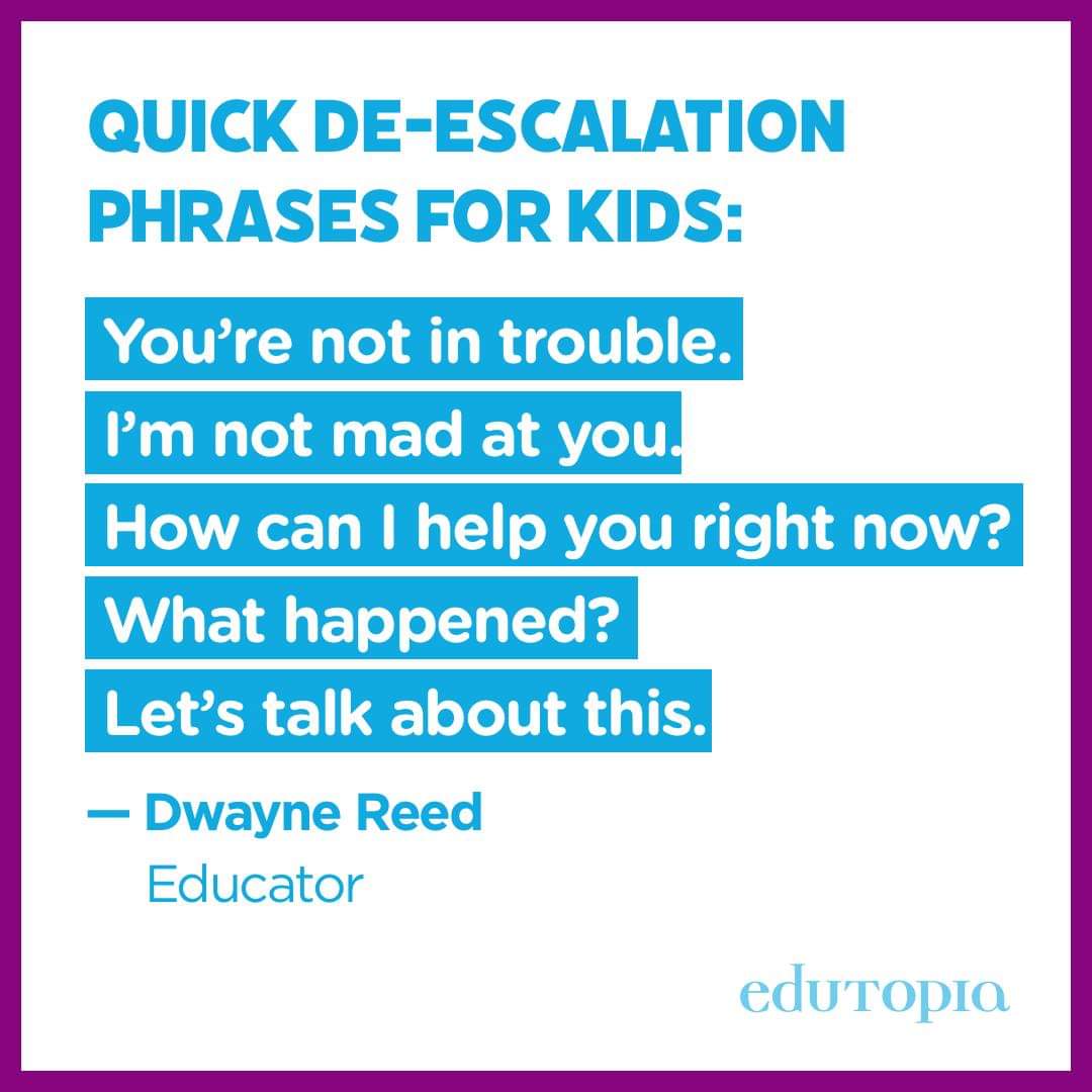 paulinescott222's tweet photo. A quick de-escalation phrase for children and young people @edutopia. "When the adult changes everything changes" @pauldixtweets #ChildrensMentalHealthWeek https://t.co/yKciGsd3fj