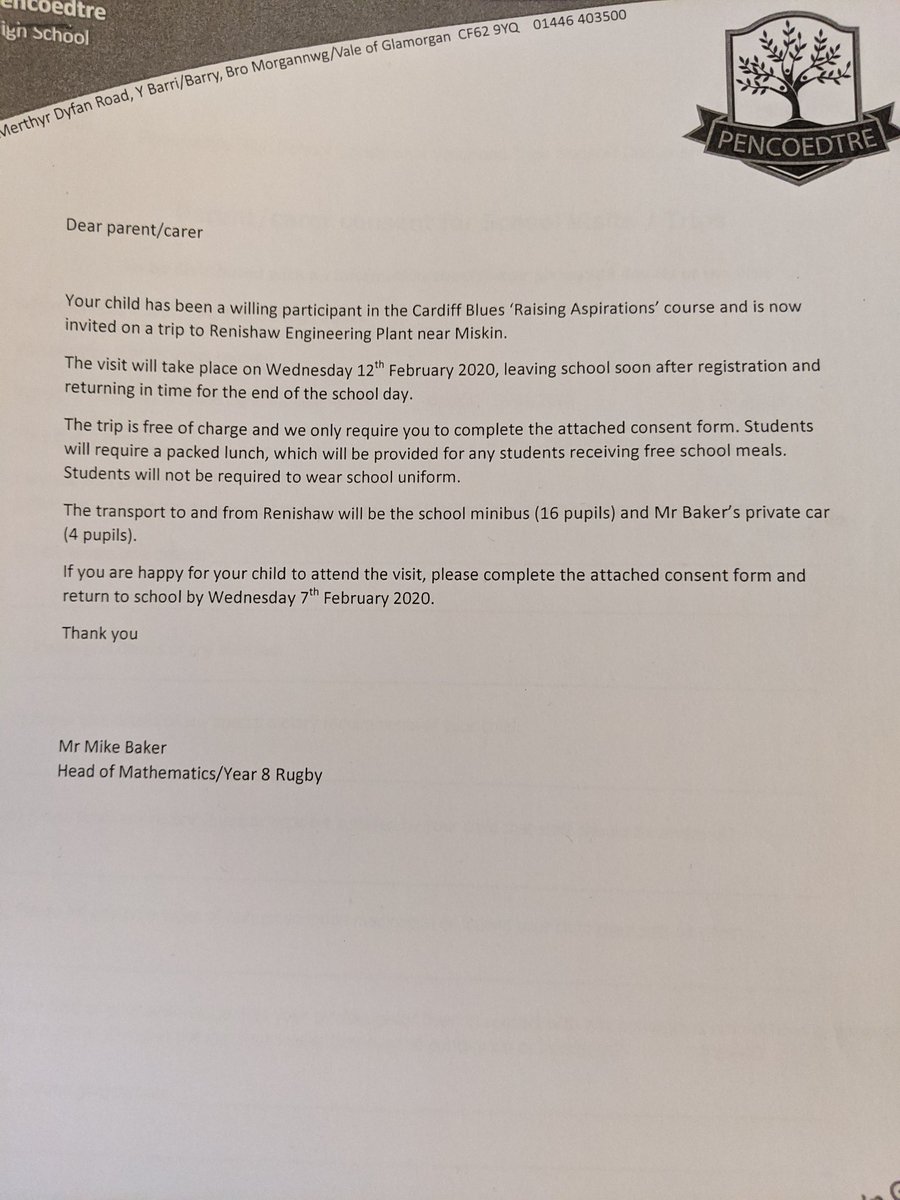 phs_hornets19's tweet photo. Hi year 8 Hornets. This is the letter going home today, regarding next week's trip. Please note, Mr Baker can't use a calendar and has the letter return day wrong! Trip is Wednesday 12th February, consent forms back by FRIDAY 7th February please! https://t.co/RXd3TEUiYh