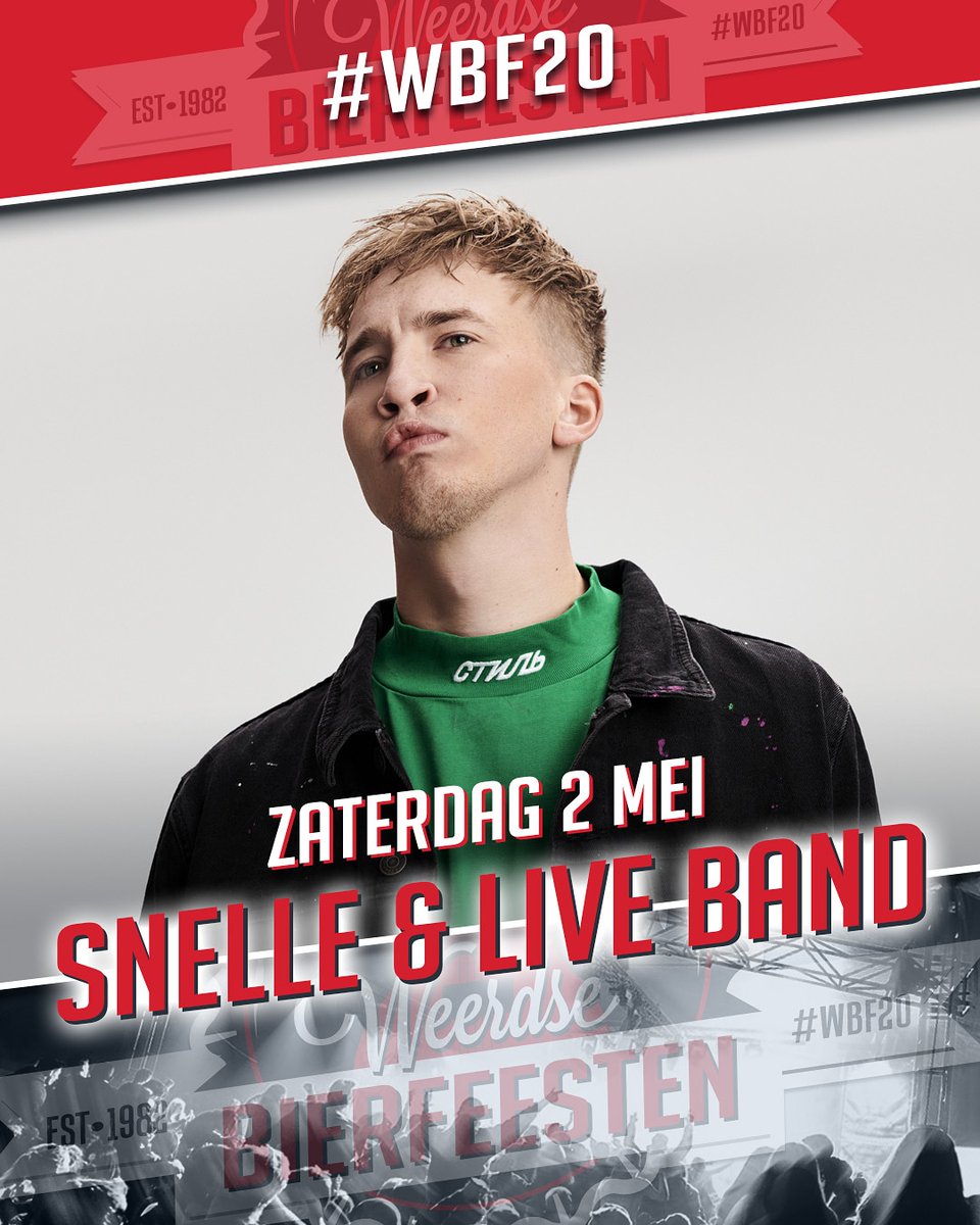 W_bierfeesten's tweet photo. @McSnelle, dé hip-hopsensatie uit Nederland, staat op zaterdag 2 mei op de #wbf20 en hij neemt zijn live band mee! Tickets en info via https://t.co/n5Cm1Ms891.

#snelle #mcsnelle #reunie #lippenstift #smoorverliefd https://t.co/1QF0NzkMjE