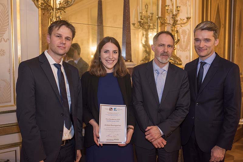 (v.l.n.r): Herr Hans Beitz von der ASKO Europa-
Stiftung, Frau Andrea Baumgartner, Herr Prof. Dr.
Olivier Mentz, Präsident der DFH, Herr Prof. Dr.
Philippe Gréciano, Vizepräsident der DFH.
Foto: M. Schilder/DFH
