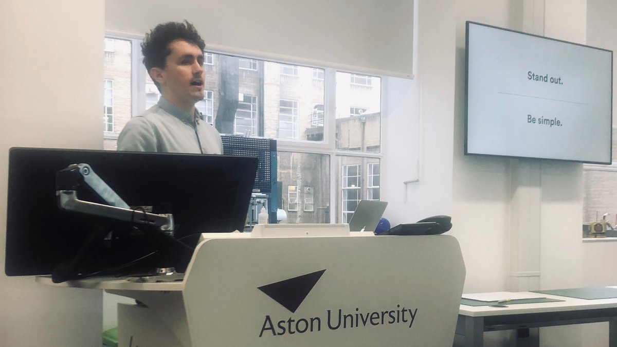 Great to have <a href="/_mattielynch/">Mattie Lynch</a> from <a href="/thisisorb/">Orb</a> come and speak to our <a href="/DesignAston/">Aston Design</a> students this morning about all things branding.