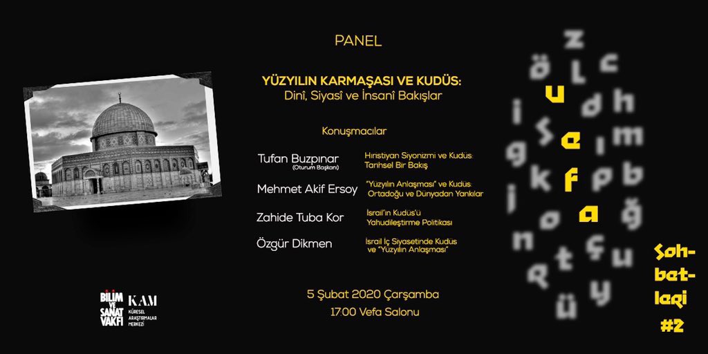 bisavinsanlari's tweet photo. Vefa Sohbetleri’nin ikincisi yarın BİSAV’da!

-Yüzyılın Karmaşası ve Kudüs: Dini, Siyasi ve İnsani Bakışlar- https://t.co/2lCO1NiOFX