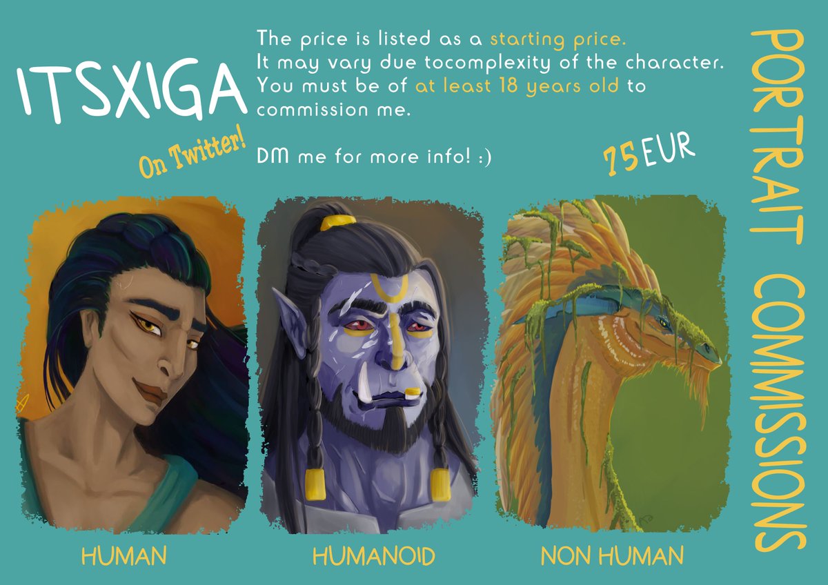 ItsXiga's tweet photo. #commissionsopen
#commissions
#portraits
#ArtistOnTwitter 
#Dndart
#dndcharacter https://t.co/aeFQWa93Ge