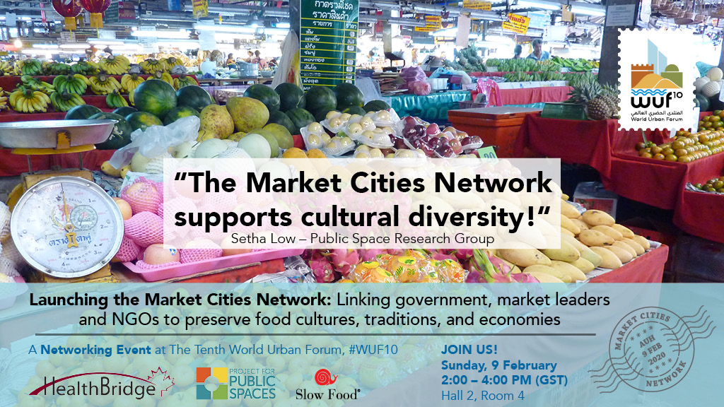 HealthBridgeCan's tweet photo. @PPS_Placemaking @SlowFoodHQ @Public_Markets @SFYNetwork @WUF_10 @urbancampaign @CUNY @MaimunahSharif @UNHABITAT @PlacemakingX @SlowFoodCanada @WIEGOGLOBAL @RichardSlowFood @sethalow @thepsrg @GC_CUNY @kris2design @foodtank @GroundswellInt @UResilienceHub #MarketCities is a vision to leverage #PublicMarkets as centres for culture and diversity in cities.
🤝
Setha Low @sethalow – Director of @thepsrg at @CUNY – will show how markets can support cultural diversity.
🌎
Meet the #MarketCitiesNetwork at #WUF10! https://t.co/UUmIP7VSab