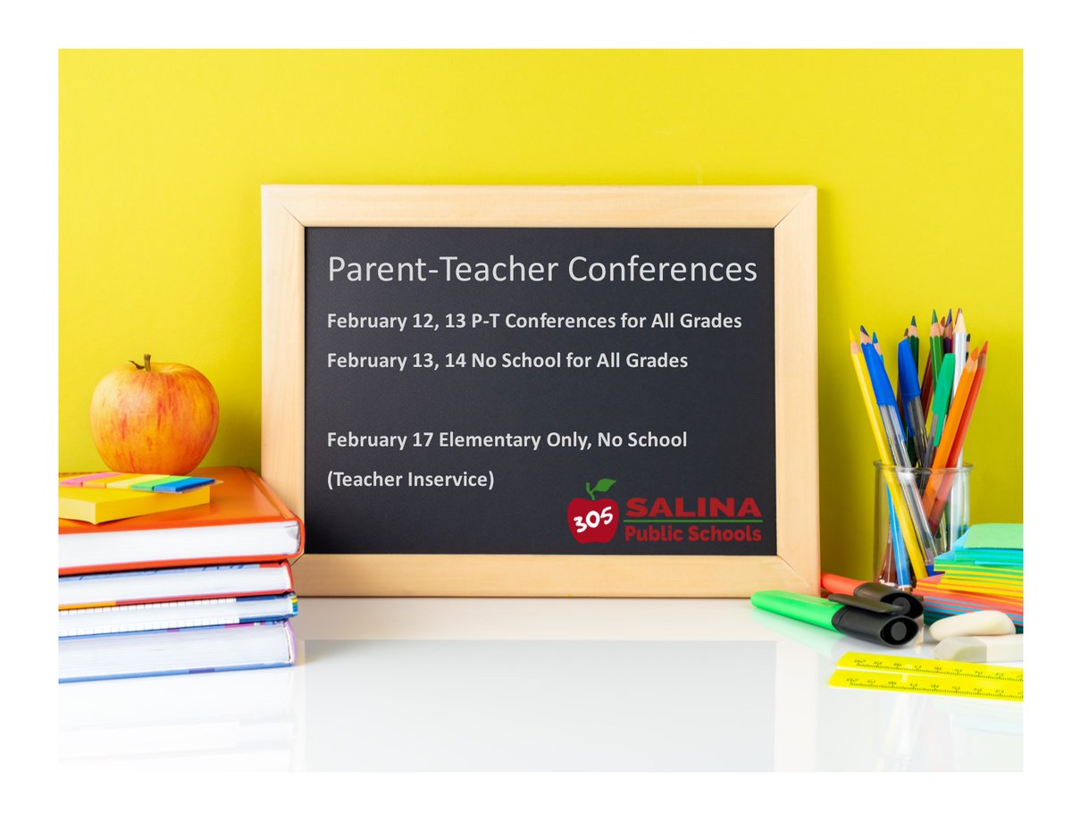 Parent-Teacher Conferences are Feb. 12 (after school) and 13 (all day) in all schools. There is no school for all students on Feb. 13 and 14. Elementary students have no school on Feb. 17 due to teacher inservice. We look forward to seeing you!