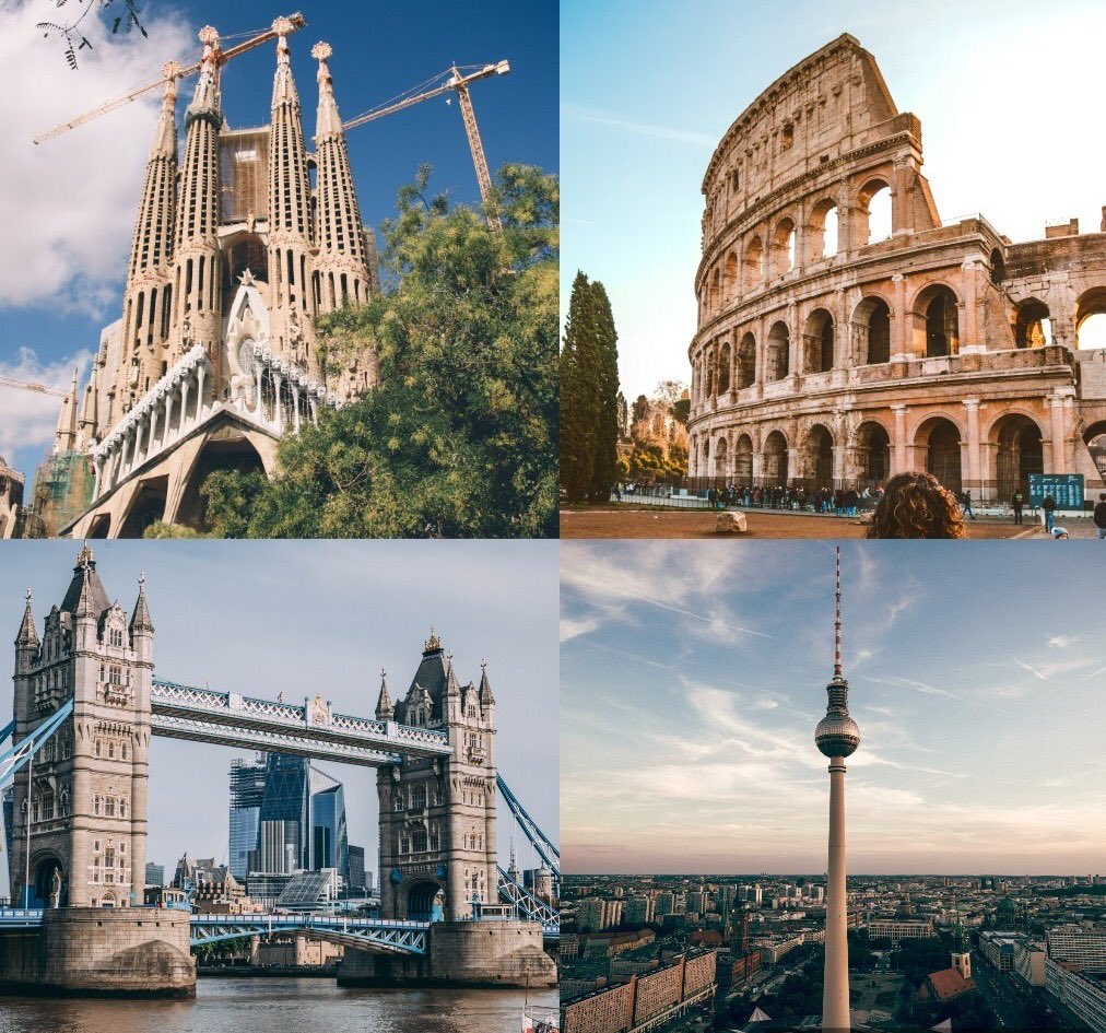 StudyTravelCOM's tweet image. Do you know in which cities these #sights are located? Every #city is unique and has its own places that are worth seeing. What are the main #citysights in your hometown?🏟✈️ #sightseeing #travelling bit.ly/2v1HNeM