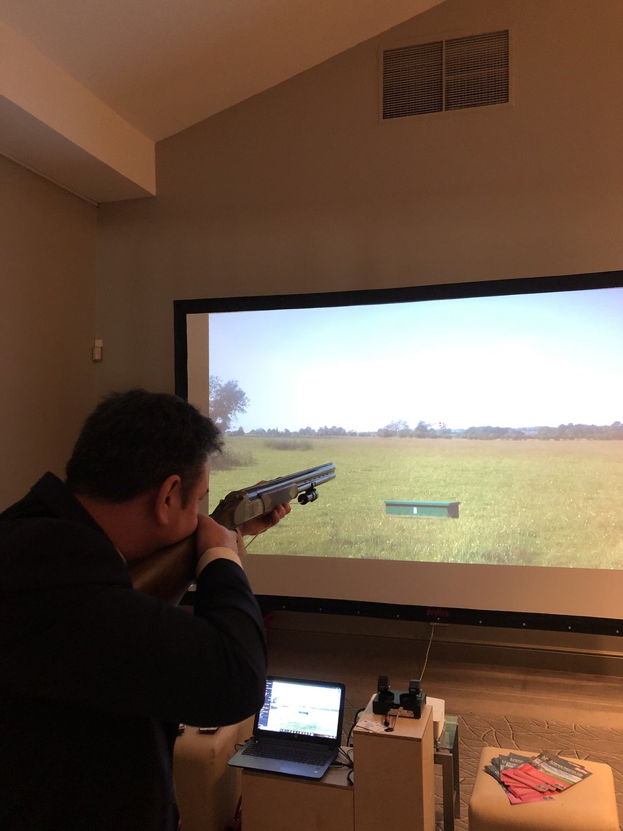 CPSAuk's tweet photo. Judging by the queue to use it, the @DryFireUK simulator was a big hit at the #CPSAAwards. Does anyone use a simulator to keep their eye in (or just to be entertained) when they can’t get out to a shooting ground? #trapshooting #skeetshooting #sportingclays https://t.co/fuuNDo1Niq