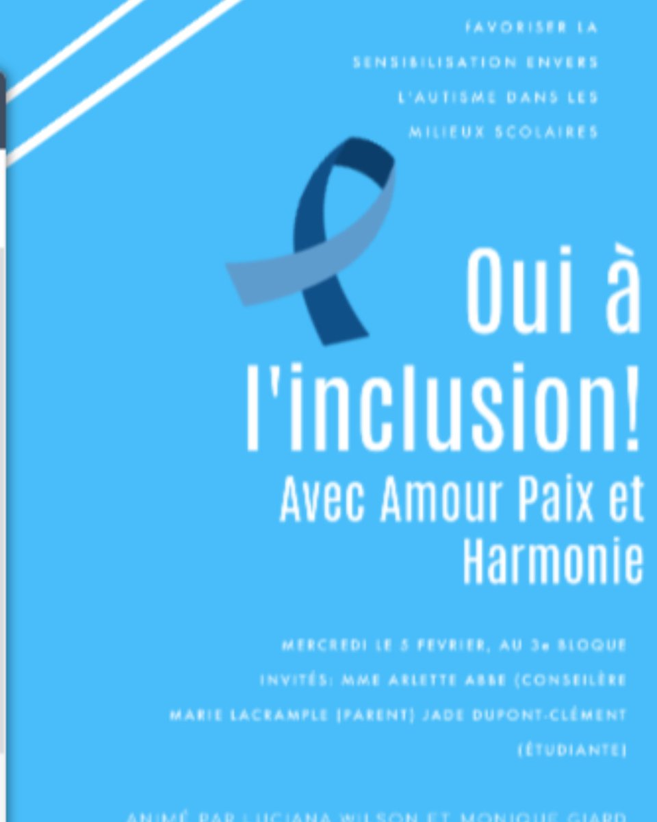ReseauFemmes's tweet photo. // Connecte // Notre jeune bénévole, Luciana, organise ce mercredi un panel de discussion pour favoriser l'inclusion des personnes autistes dans les milieux scolaires! Bravo! 👏 @CJFCB 
.
.
#connecte #CJFCB #inclusion https://t.co/qkShTUM9Tv