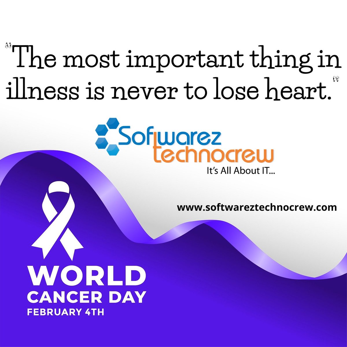 SoftwarezTechno's tweet photo. #World_Cancer_Day #Cancer_Day_2020 #Email_Marketing #Cancer_Day_Quotes #motivational_Quotes #SEM #SMM_Company #Health_is_Wealth #Software_Company #SEO_Company #Digital_Marketing_Company #Android_App_Development #Website_Designer

https://t.co/F4KgDww4hL | +91-90444-30431 https://t.co/7Qr7H1Iqgu