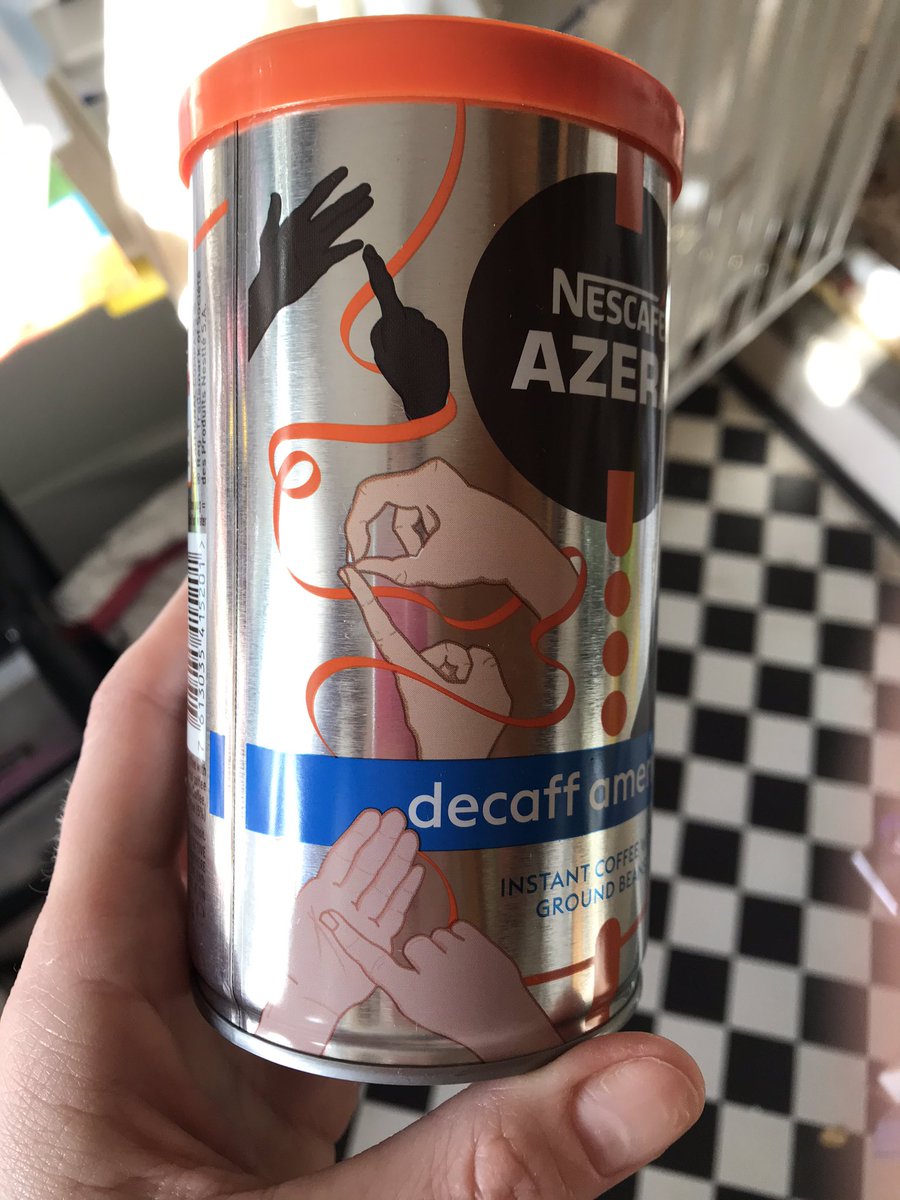 Nescafé Azera with BSL signs printed on canister