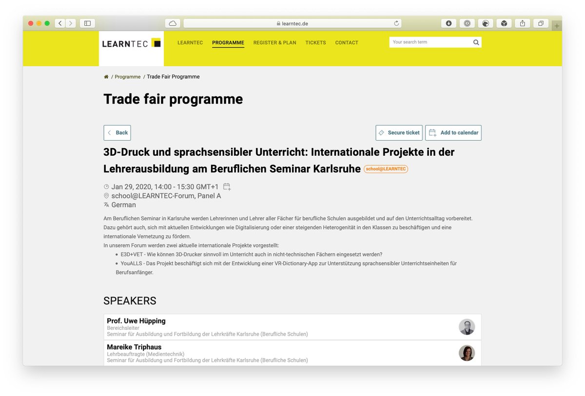 3d_vet's tweet photo. Last week #SEMKA presented our Erasmus+ project E3D+VET at LEARNTEC.

The #LearnTec, which took place at the Karlsruhe Trade Fair Center!

#e3dplusvet #3dprinting #education #erasmus #3dworld #innovation #research #technology #webinar #ceipes #semka #kit #pristalica #STP #cetem https://t.co/kiN9D0xdly