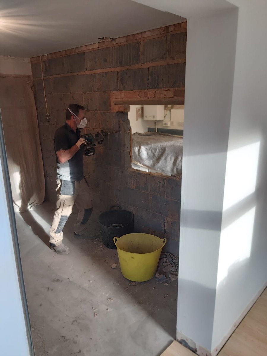 KitchensTaunton's tweet photo. Excited to have started this project. This one will be quite a transformation to say the least. Stay tuned to see the end result! #kitchendesign #taunton #kitchenremodel 
@AEG_Global @1810co @quookeruk @Dekton @AmticoFlooring @FarrowandBall @HafeleUK @blumuk https://t.co/UAJ0Mc9U7w