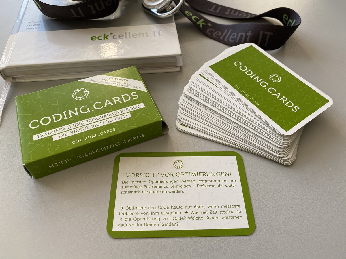 eckcellentIT's tweet image. Unsere #CodingCard der Woche: "Vorsicht vor Optimierungen!" Erster Gesprächsstoff für´s Team-Meeting?!?!?
#CoachingTools #CodingCards #TeamMeeting #eckcellentIT